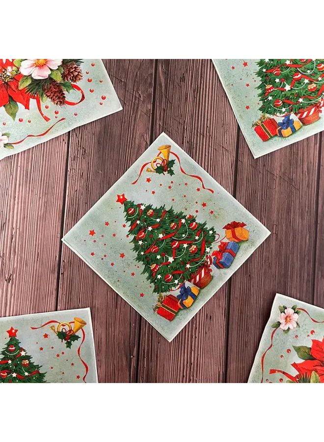 مناديل كوكتيل ذيل الديك الملون للشجرة عيد الميلاد 20 قطعة لديكورات حفلة العطلات - Image 5